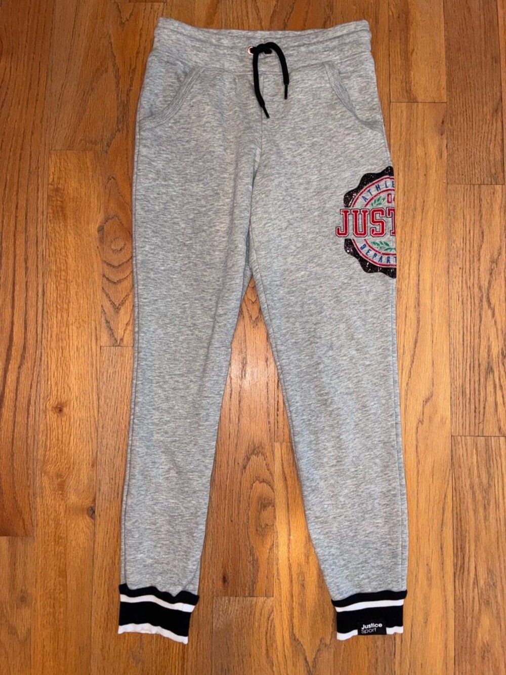 Justice Sport Gray Collegiate Logo Fleece Joggers Girls Large 12/14